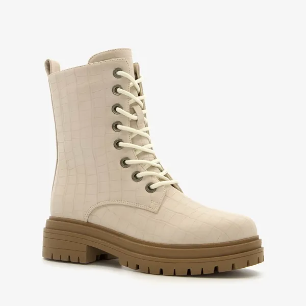 Blue Box dames veterboots met crocoprint