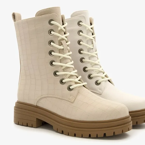 Blue Box dames veterboots met crocoprint