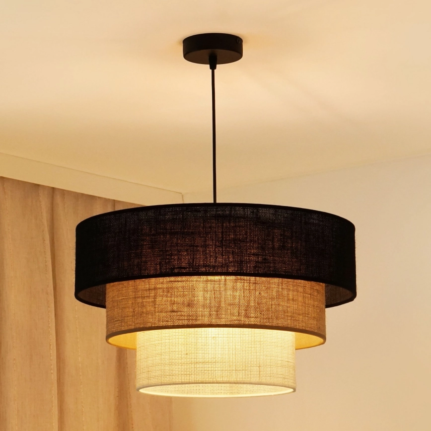 BRILAGI  HANGLAMP AAN EEN KOORD ASPEN LUNETA 1XE27/15W/230V DIAMETER 45 CM ZWART/BEIGE/CRèME