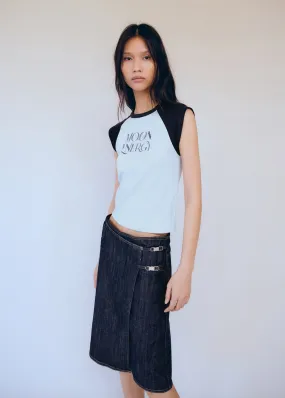 Denim rok met metalen detail